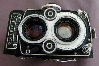 Rolleiflex 3.  5f Zeiss Planar 120 format TLR with case,  hood & papers 2