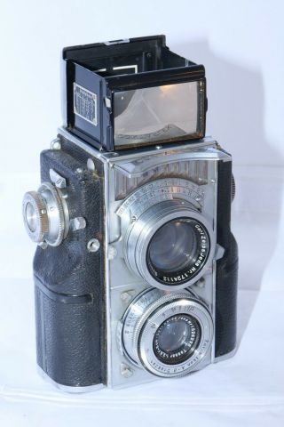 Vintage Zeiss Contaflex Tlr 35mm Camera.  Czj Tessar 5cm F2.  8 Lens.  Shutt