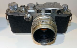 Leica IIIf vintage rangefinder camera w Steinheil Quinon f=50mm 1:2 lens 3