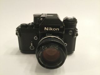 Nikon F2 Photomic Black Camera Body With Nikkor 50mm 1:1.  4 Nikon Lens