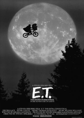 E.  T.  Vintage Movie Poster Art Print Black & White Card Or Canvas