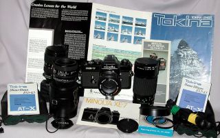 Gorgeous Black Minolta Xe - 7 Slr W/ Four Lenses,  More Film/digital L@@k
