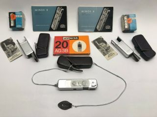 Minox B Spy Film Camera With Flashes,  Bulbs,  Cases,  Manuals And Film