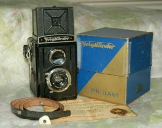Voigtlander Brilliant 1937 Tlr 120 Film Camera.  Skopar 75mm 4.  5 Lens Box/display