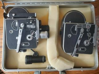 2 Paillard Bolex H - 16 16mm 3 Lenses And Metal Case