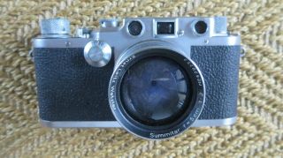 Leica Leitz Rangefinder Camera Iiic No.  507730 With Case Summitar 1950?