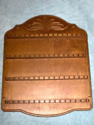Vintage Wooden Wall Souvenir Spoon Display Holds 64 Holder Rack Wheat 21 " X 17 "
