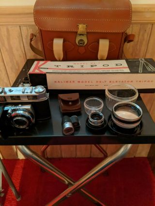Kodak Retina 3c Iiic Camera With Lenses,  Carrying Case And Trypod