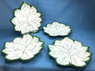 Jay Willfred Andrea By Sadek Green/white Leaf Salad Dessert Plate Set Of 4 Vtg.