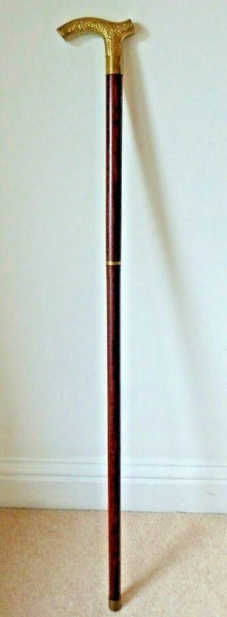Vintage Walking Stick Brass Handle 94cm