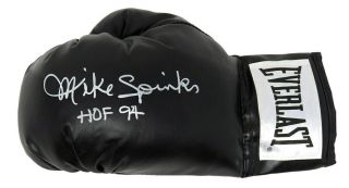 Michael (mike) Spinks Signed Everlast Black Boxing Glove W/hof 