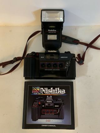 Nishika N8000 35mm 3 - D Camera / Flash