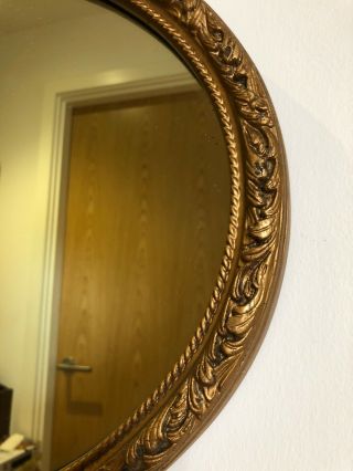 Large Oval Overmantle Gilt Vintage 1950s Wall Mirror Bow & Floral Wood Frame 3
