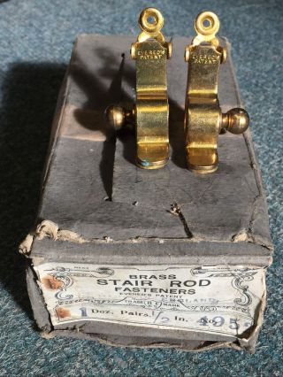 23 X Vintage Antique Brass Stair Rod Brackets 11 Pairs,  1 Nos Hardware