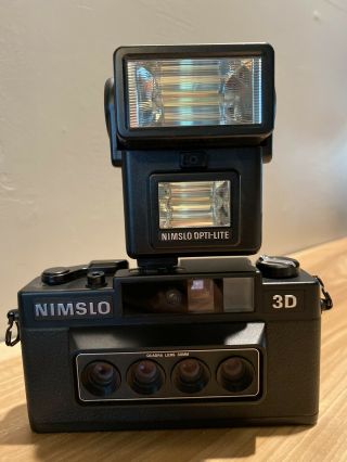 Nimslo 3d 35mm Quadra Lens 30mm Camera - With Flash