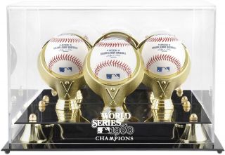 Mlb Phillies 1980 World Series Champs Golden Classic Baseball Logo Display Case