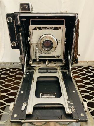 Graflex Crown Graphic 4x5 Camera W/ Kodak Ektar 127mmf4.  7 Lens,  4 Film Holders