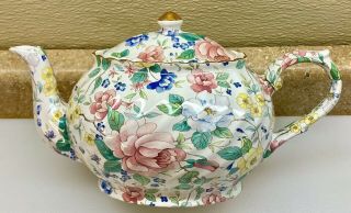 Vintage Arthur Wood & Son Staffordshire England Teapot 6708 Floral Chintz Euc