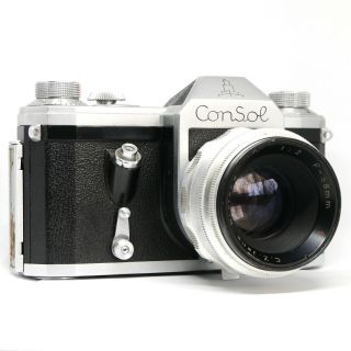:pentacon Consol (contax D) Film Slr Camera W/ Cz Jena 58mm F2 Biotar Red ♢ Lens