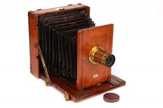 A Good Full - Plate Victorian Brass & Mahogany Field Camera By Chapman,  Manchester