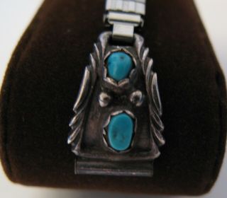 Vintage Navajo Sterling Watch Band Turquoise Nugget Dainty Ladies