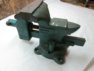 Vintage Chief Bench Anvil Vise 4” Jaws Model L4 Swivel Base Pipe Jaws Usa Made