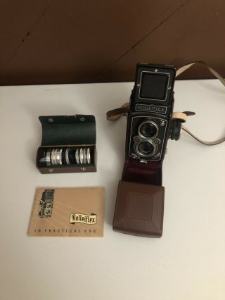 Vintage Rolleiflex DBP DBGM TLR Camera w/ Zeiss Tessar Heidosmat Lenses 75mm 2