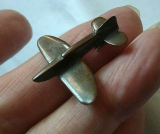 Vintage Ww2 Trench Art Aircraft/ Spitfire Copper Brooch Pin/badge.