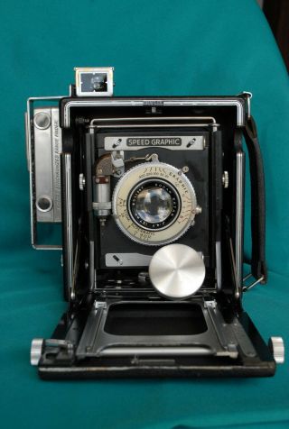 Ex - Vintage Graflex Speed Graphic 4x5 Camera & Kodak Ektar 127mm/f1:4.  7 Lens