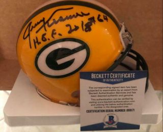 Jerry Kramer Green Bay Packers Hof 2018 Signed Auto Riddell Mini Helmet Beckett