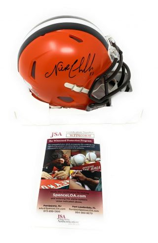 Nick Chubb Cleveland Browns Autograph Signed Mini Helmet Jsa Witnessed