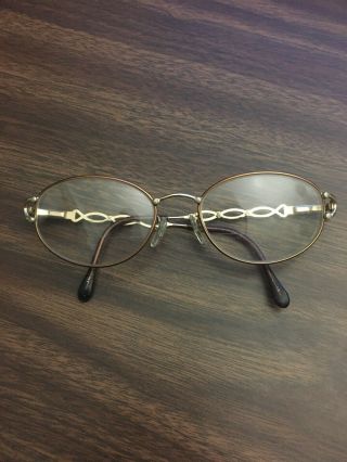 Vintage Fendi Gold Rx Eyeglasses Frames Italy Chain 54 18 135
