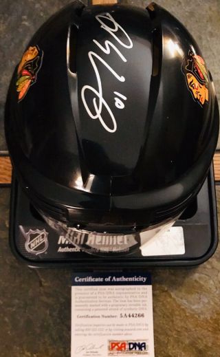 Chicago Blackhawks Patrick Sharp 10 Autographed Mini Helmet & Card