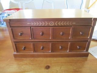 Vintage Wood Jewelry Box 4 Drawers Made In Japan