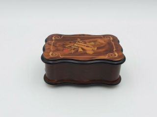 Vintage Swiss Reuge Music Box Wood Inlaid Music Of The Night