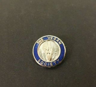 Vintage The Vegan Society Enamel Pin Badge - Thomas Fattorini - Birmingham