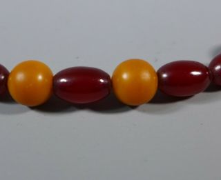 SMALL STRING OF VINTAGE CHERRY RED AMBER BEADS NECKLACE 16.  6 GRAMS 2
