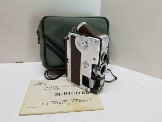 Goerz Minicord 16mm Cassette Tlr Film Camera W/ Case Subminiature 2.  5cm Austria