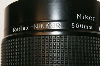 Reflex Nikkor 500mm 1:8 Mirror Lens w Hood,  Caps & Filter 2
