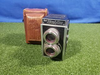 Ricoh Ricohflex 120 Film Tlr Camera 8cm/80mm F3.  5 Lenses W/ Leather Case