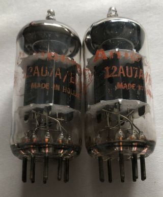 2 Vintage Amperex 12au7a Ecc82 Audio Electron Vacuum Tubes Made In Holland