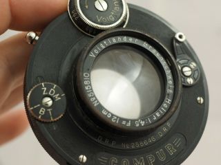 Voigtlander Braunschweig Heliar 12cm F4.  5 lens in Compur 2