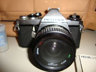 Vintage Pentax ME 35mm SLR Camera Kit w/ 28mm Lens Filter,  Carry Case, 2
