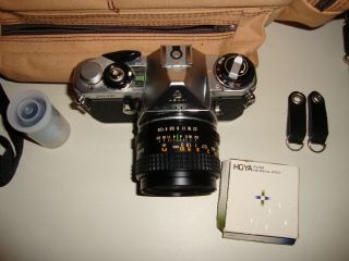 Vintage Pentax ME 35mm SLR Camera Kit w/ 28mm Lens Filter,  Carry Case, 3
