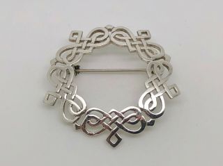 Gorgeous Vintage Malcolm Gray Scottish Sterling Silver Celtic Knot Design Brooch