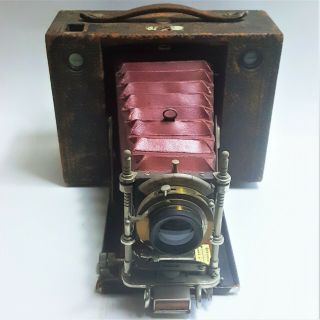 Antique 1880s - 1890s No.  4 Cartridge Kodak Model E Red Bellows Folding Camera
