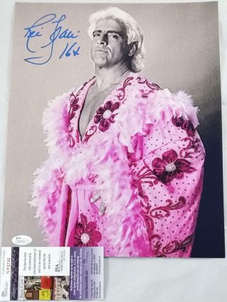 Ric Flair " Nature Boy " Signed 11x14 Metallic Photo World Champion Proof Jsa N746