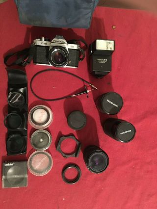 Asahi Pentax K1000 35mm Slr Film Camera With Accessories,  4 Lenses