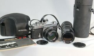 Konica T3 Autoreflex Slr 35mm Camera With Tele Lens