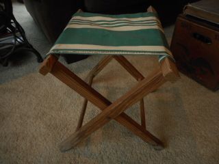 Vintage Camping Fishing Folding Stool Canvas Chair Lodge Cabin Country Decor